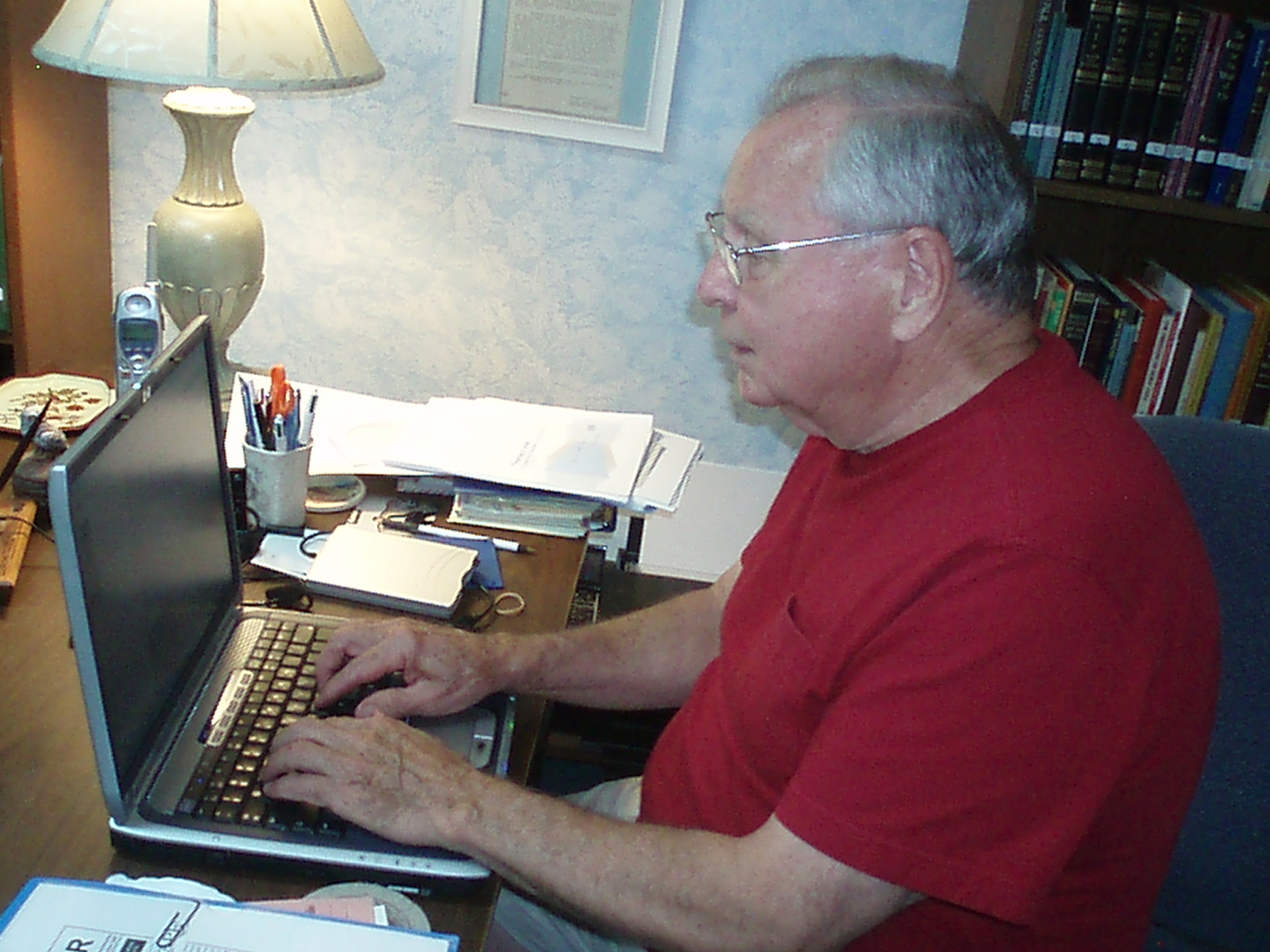 working on the computer 